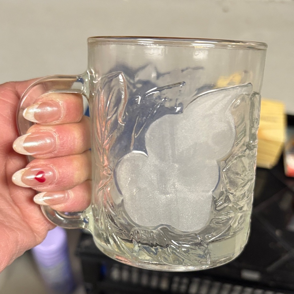 Elements set of 4 10 ounce glass mugs frosted design with gold trim sturdy